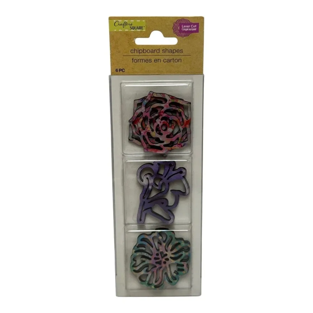 Crafter's Square Chipboard Shapes Floral Leaf Craft Embellishments 5 Pack
